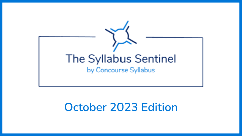 Image of the header of the Syllabus Sentinel by Concourse Syllabus, October 2023