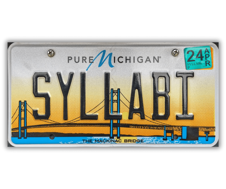License Plate that says "syllabi"