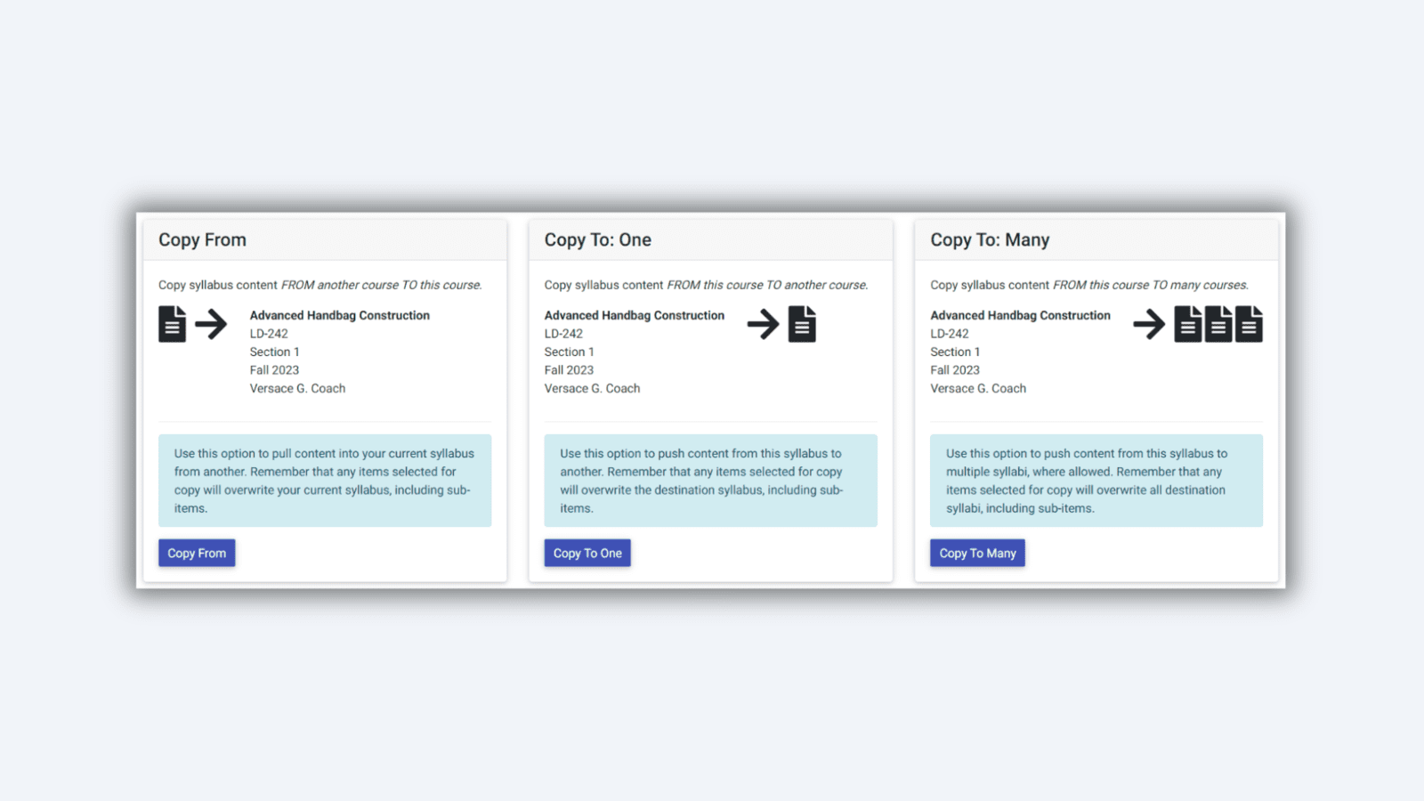 Copy features in the Concourse platform