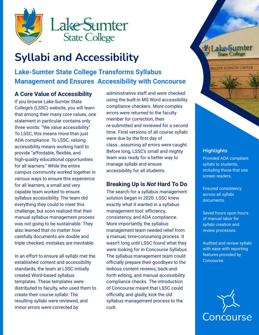 Screenshot of the Lake-Sumter State case study