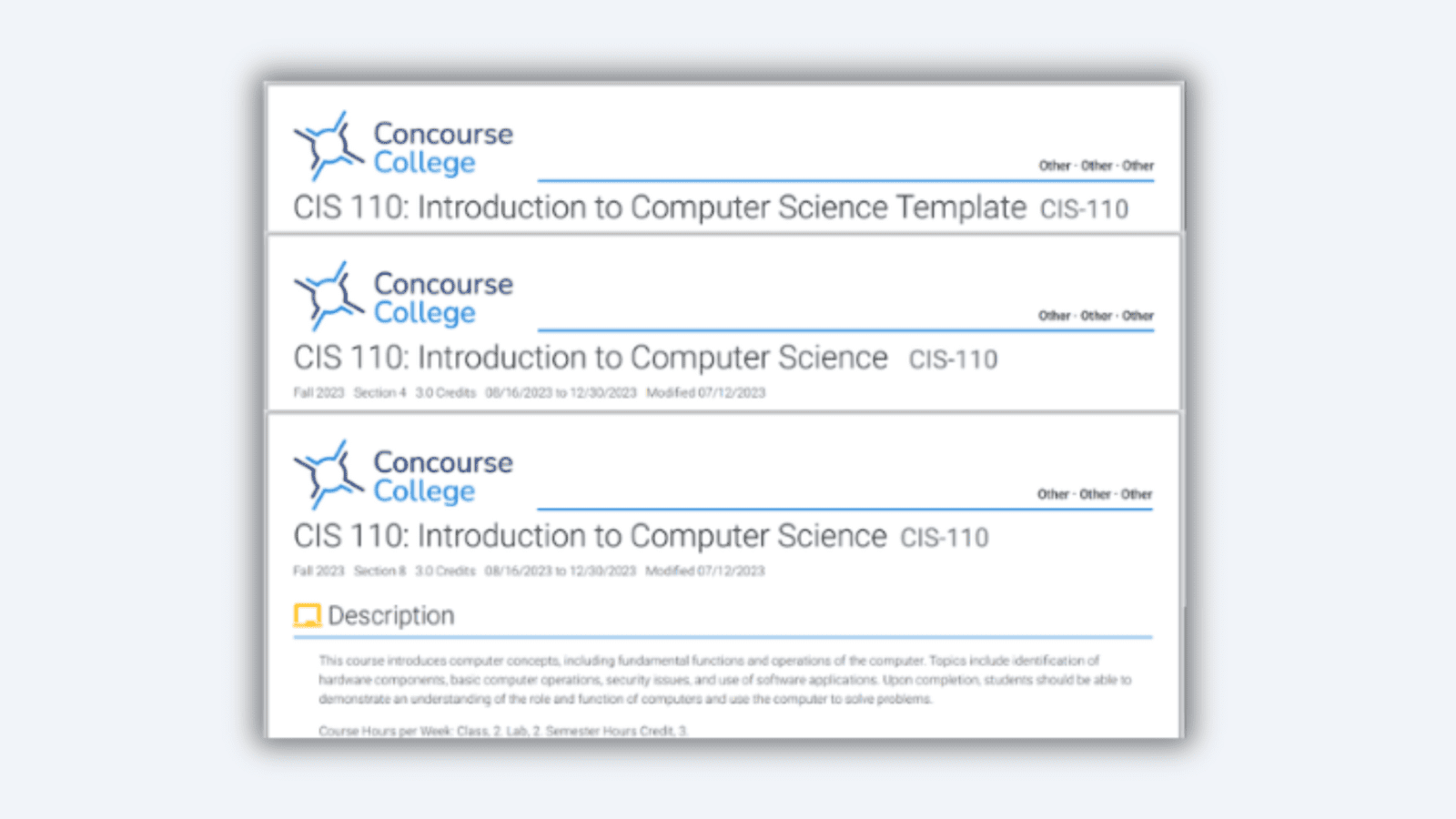 Three syllabi