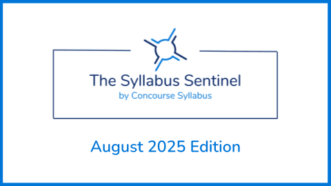 Image of the header of the Syllabus Sentinel by Concourse Syllabus, April 2025
