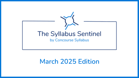 Image of the header of the Syllabus Sentinel by Concourse Syllabus, March 2025