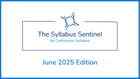Image of the header of the Syllabus Sentinel by Concourse Syllabus, April 2025