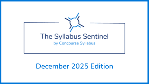 Image of the header of the Syllabus Sentinel by Concourse Syllabus, December 2025