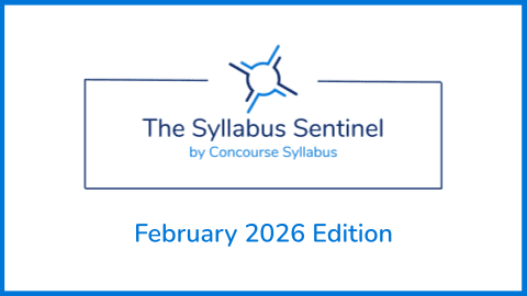 Image of the header of the Syllabus Sentinel by Concourse Syllabus, February 2026