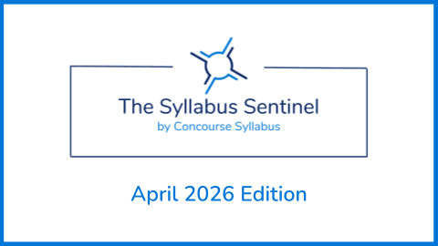 Image of the header of the Syllabus Sentinel by Concourse Syllabus, April 2026