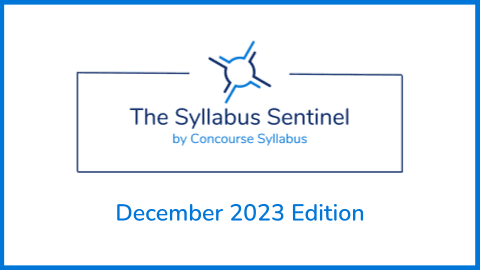 Image of the header of the Syllabus Sentinel by Concourse Syllabus, December 2023