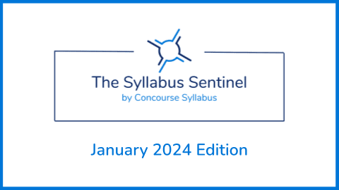 Image of the header of the Syllabus Sentinel by Concourse Syllabus, January 2024