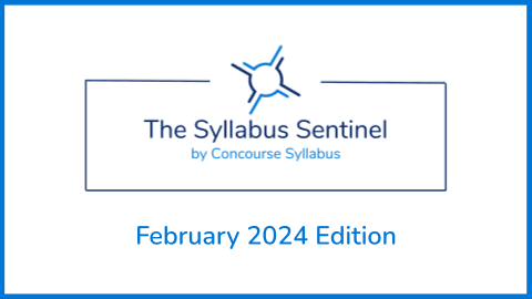 Image of the header of the Syllabus Sentinel by Concourse Syllabus, February 2024