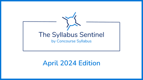 Image of the header of the Syllabus Sentinel by Concourse Syllabus, April 2024